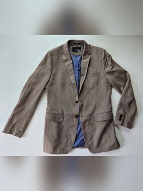 Banana Republic Men's Taupe Herringbone Sport Coat with Blue Lining